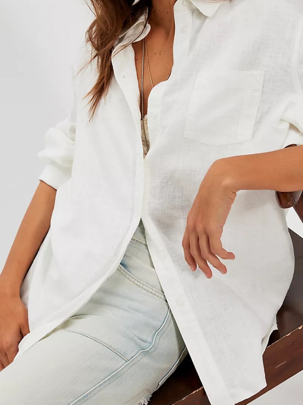 100% Linen Joie White Button-Down Shirt NWT